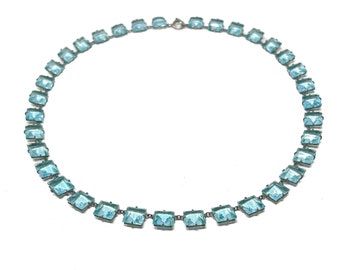 Art Deco Necklace Vintage 1920s Aquamarine Glass