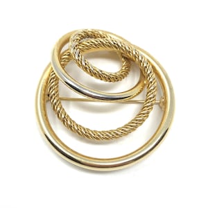 Grossé 1970 Gold Plated Interlocking Circles Vintage Brooch