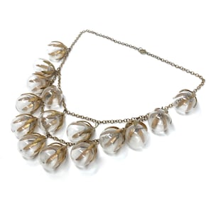 1930s Art Deco Gilded Metal Vintage Glass Bauble Necklace