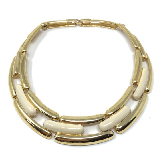 Givenchy 1980s Gold Plated, Cream Enamel Vintage C