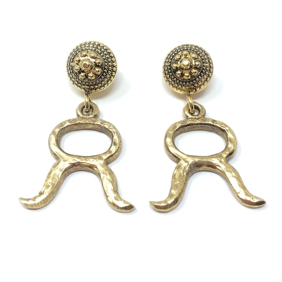 Moschino 1990s Gold Tone Vintage Statement Earring