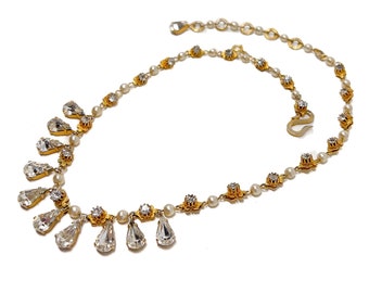 Christian Dior by Mitchel Maer Necklace 1952-1956 Vintage Rhinestones and Pearls