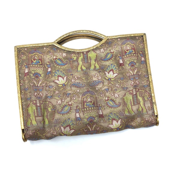 Art Deco 1930s French Elephant Print Silk Vintage