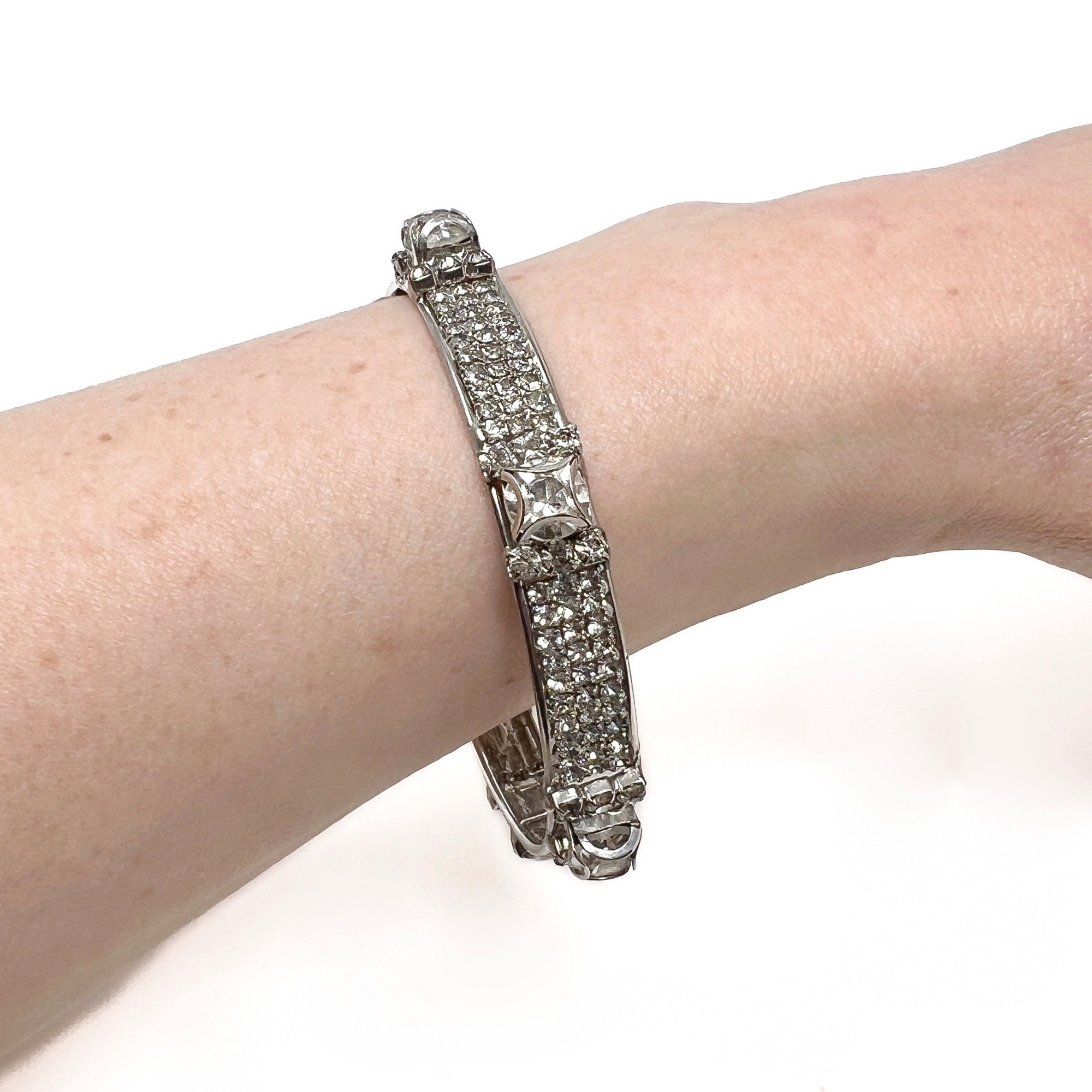 ヴィンテージ　ストーンバングル ヴィンテージ 1960 年代 バングル ラインストーン スタッズ