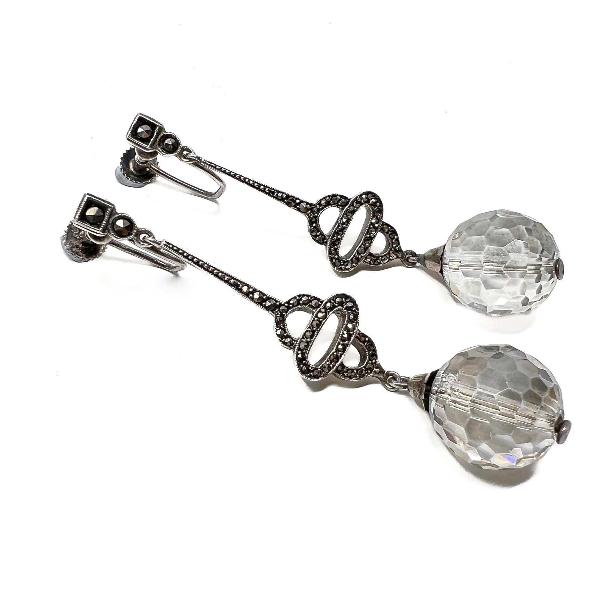 Orecchini Lunghi In Argento Con Cristalli, Marcasite E Pirite – Catena Unica, Gioielli Da Sposa In Stile Boho-gotico, Regalo Fatto A Mano Per Lei - Italia - Foto 3