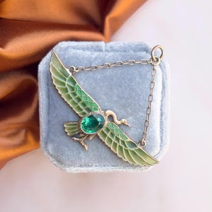 Egyptian Revival Pendant Antique c.1900 German Silver Gilt and Plique-à-Jour
