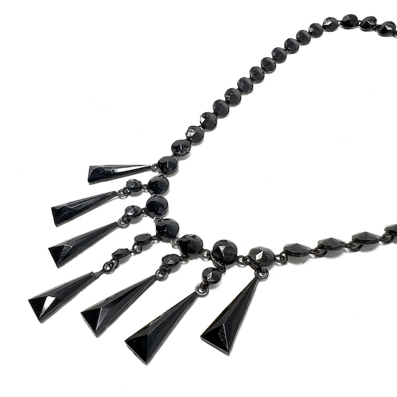 Victorian French Jet Necklace Late 1800s Antique Fringe Design