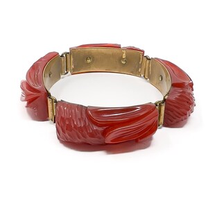 1930s Cherry Red Carved Bakelite Vintage Bracelet
