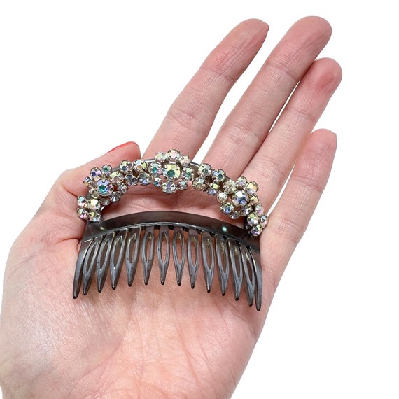 Marcel Gérard Hair Comb 1960s Vintage Aurora Borealis Rhinestones