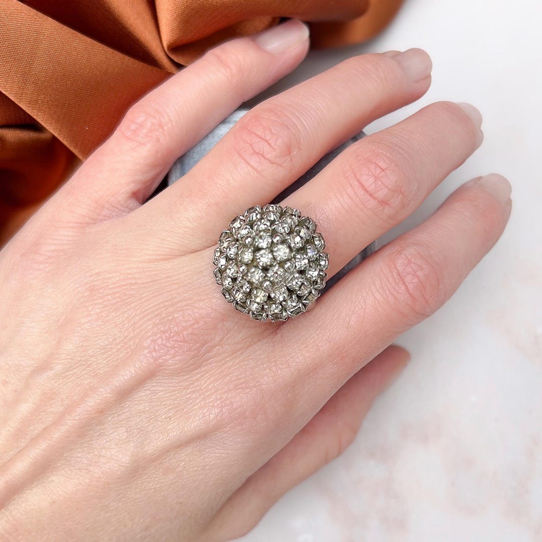 アクセサリー Vintage Christian Dior Charm Stone Ring Christian Dior Ring Vintage 1970s Statement Rhinestone Cocktail