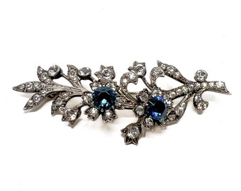 Harold Lazarus 1955 Brooch Vintage Silver and Paste Floral Corsage