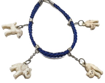 1930s Vintage Celluloid Animal Charm Bracelet