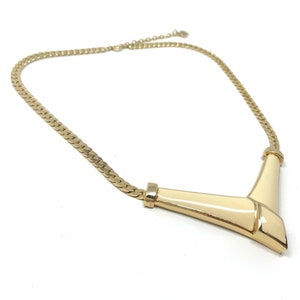 Christian Dior 1970s Gold Plate and Enamel Chevron Design Vintage Necklace