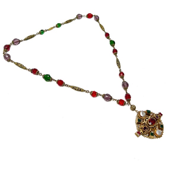 Antique Czechoslovakian Necklace c.1910 Byzantine… - image 6