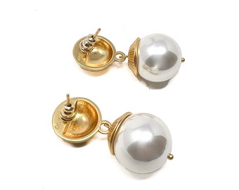 Givenchy 1990s Gold Plate and Faux Pearl Vintage Logo