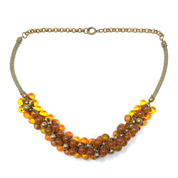 1940s Amber Bakelite and Gilt Metal Ball Vintage N