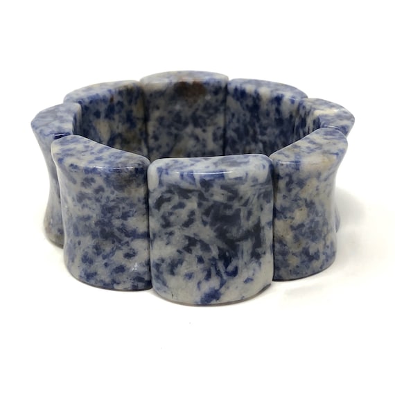 1960s Blue Marbled Stone Vintage Cuff Bracelet