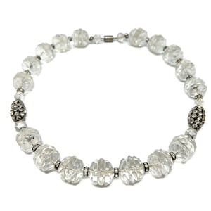 1930s Art Deco Colourless Glass Beads and Paste Vintage Necklace