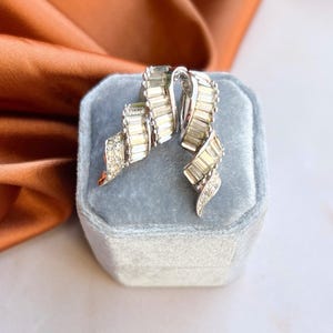 Marcel Boucher Earrings 1950s Vintage Rhinestone Ribbons