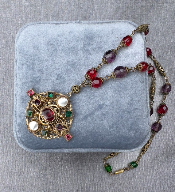 Antique Czechoslovakian Necklace c.1910 Byzantine… - image 3