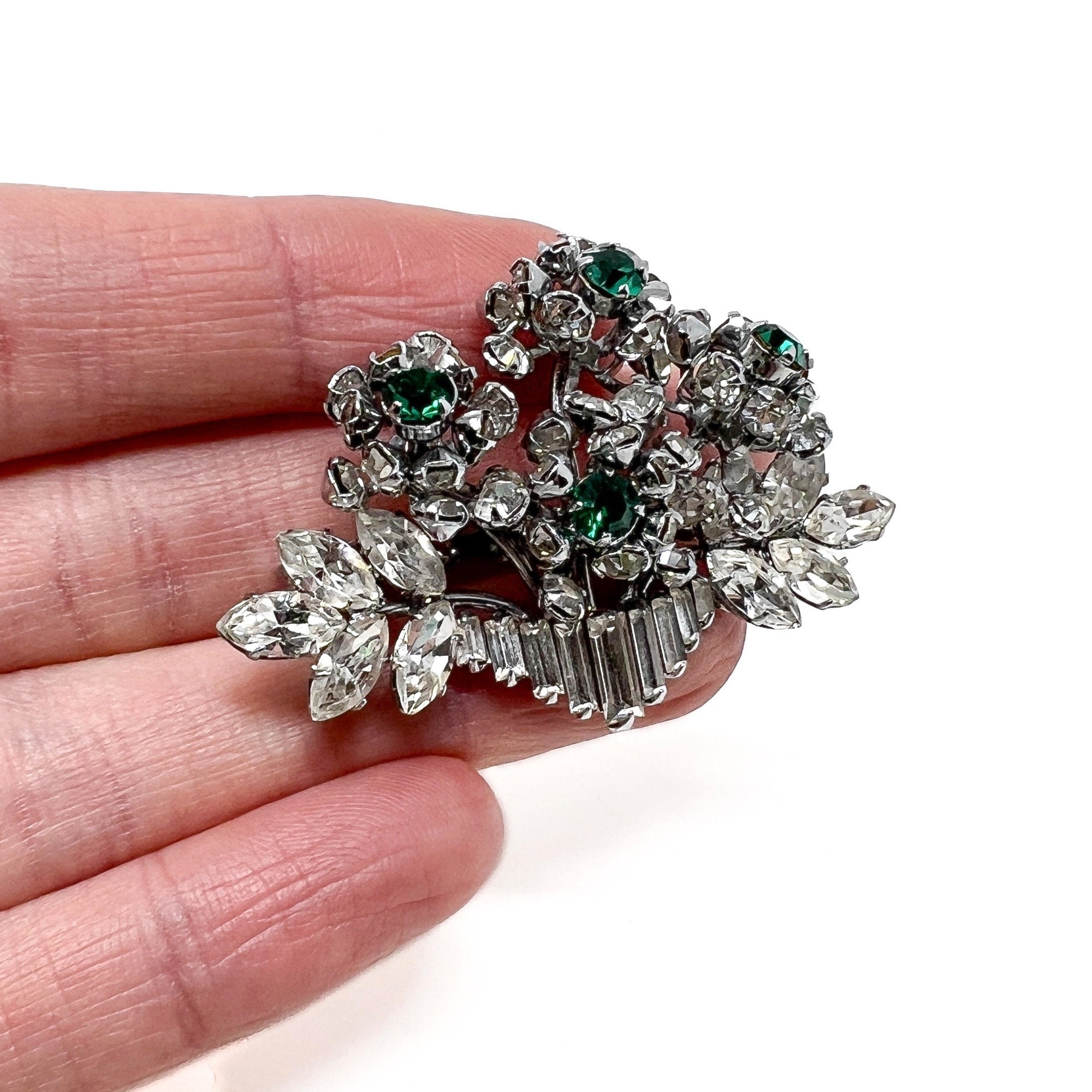 Broche Vintage Strass Années 50 - Bijou Rétro Brillant - Occasion - Fabriqué En France