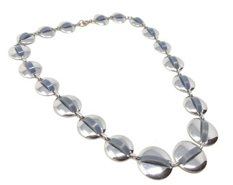 Jakob Bengel 1930s Chrome and Grey Galalith Vintage 'Cat's Eye' Necklace