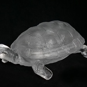ART DECO Crystal Glass Turtle Jewellery Box Sculpture Statuette Figurine Curt Schlevogt Clear Decoration 1930&#39; Ingrid Collection Jewelry
