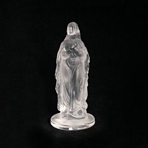 ART DECO Crystal Glass Immaculate Sculpture Statuette Figurine Artur Pleva Curt Schlevogt Clear Christian Jesus Christ Religious Decoration