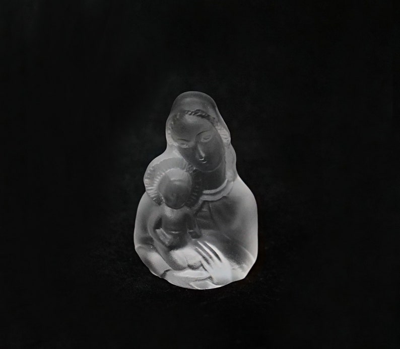 ART DECO Crystal Glass Madonna With Child Sculpture Statuette Etsy