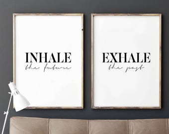 Inhale Exhale Print, Yoga Wall Art, Meditation Gifts,Meditation print, Meditation Decor, Inhale Exhale wall art, Set of 2 Prints Download
