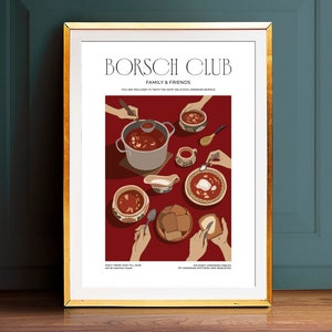 Impresión de Borsch Ucraniano / Póster de Borsch Ucraniano, Arte mural divertido para la cocina, Impresión para el comedor, Arte mural de comida ucraniana, Apoye a Ucrania