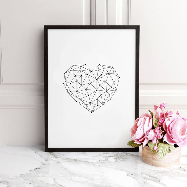 Geometric Heart Minimalist Geometric Print Geometric Etsy