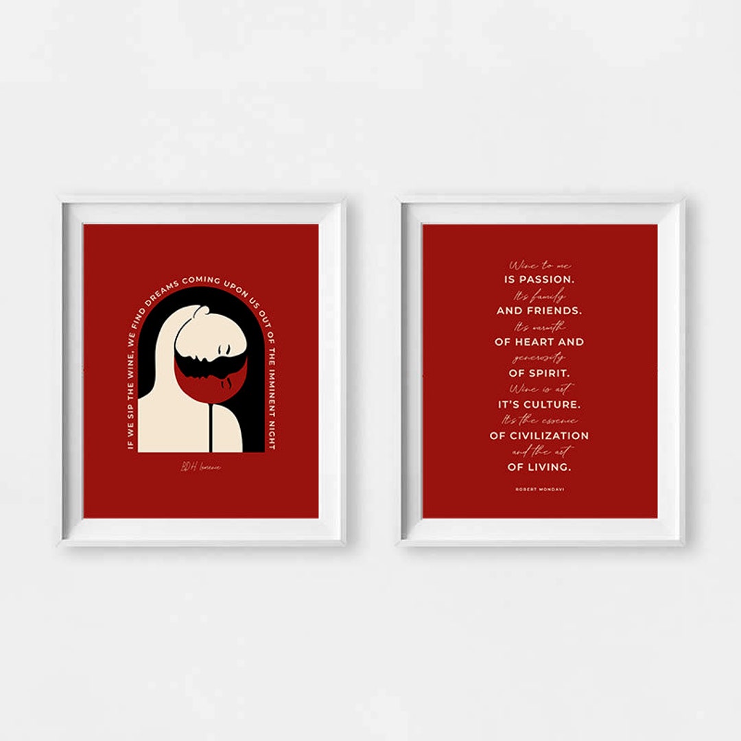 Set of 2 Wine Prints Wine Printable Art Wine Wall Art Wine - Etsy