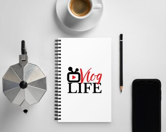 Spiral Notebook | Vlog Life Blank Journal (#VlogLife) | Lined Notebook