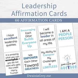 Cartes d’affirmation de leadership Téléchargement numérique | Cartes d'affirmation positive et citations de leadership | Tableau de vision imprimable | Cadeau pour les dirigeants