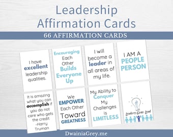 Leadership Affirmation Cards Digital Download | Positive Affirmation Cards and Leadership Quotes | Vision Board Printable | Gift for Leaders