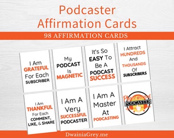 Podcaster Affirmation Cards Digital Download | Positive Affirmation Cards | Inspirational | Vision Board Printable | Gift  for Podcasters