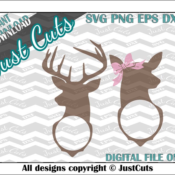 Deer monogram svg, deer, svg, monogram, frames, circle, circle dvg, deer svg, buck, doe, buck and doe, frame svg, svg, eps, png, dxf, bow