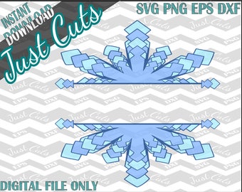 Split Snowflake SVG, Snowflake SVG, Snow Monogram, Layered, geometric, frame, border, snow, Winter svg, Split snowflake, SVG file, Christmas