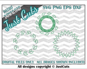 Leaf Frames SVG - fall svg - monogram svg - cutting files - monogram frame - SVGfiles  - PNG - eps - DXF- svg - leaf border - border svg