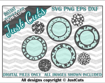 Monogram circle - cutout border circles - Monogram frame - svg frames - svg set - pattern svg - border svg set -  customized svg - monogram