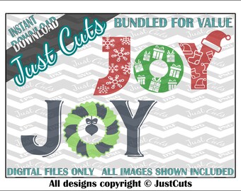 Joy SVG bundle, joy svg,  christmas, svg, png, eps, dxf, holiday svg, christmas svg, joy, cute svg, wreath, wreath svg, cutout, pattern