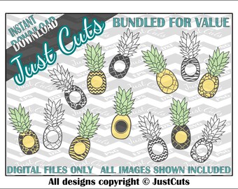 Pineapple SVG Set, pineapple monogram, patterned, layered pineapple, pattern SVG, svg files, svg, eps, png, dxf, cricut, silhouette, summer