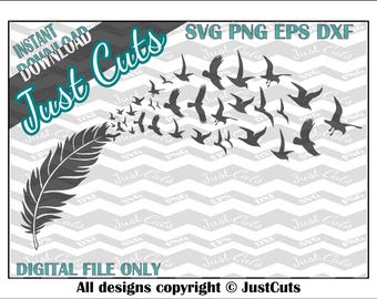 Download Feather with birds | Etsy