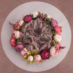 Digital Backdrop newborn girl Background spring floral wreath newborn Photography prop download High resolution jpg file 1