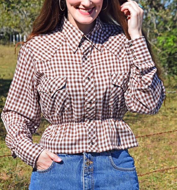 Vintage 1970s Western Shirt With Ruffle 
