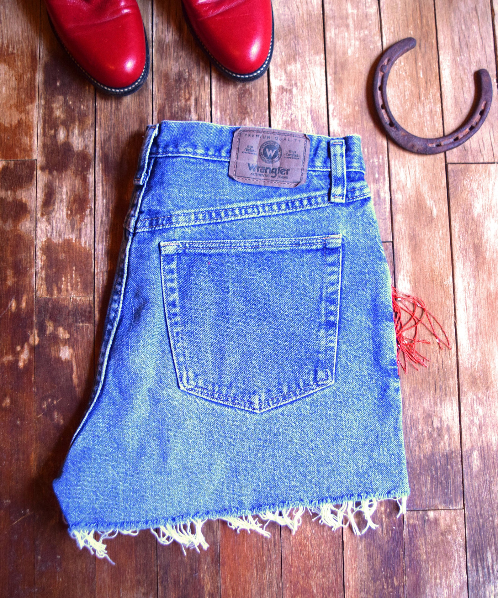 White Western Denim Fringe Shorts