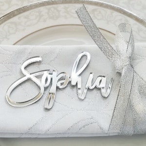 acrylic name place card, Wedding place cards, laser cut names for wedding table decoration, custom name place cards