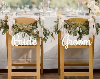Wedding Chair Signs, Bride and Groom Chair Signs, wedding table decoration, wedding chair decoration, bride groom signs for wedding chair