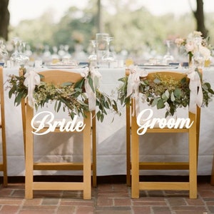 Wedding Chair Signs, Bride and Groom Chair Signs, wedding table decoration, wedding chair decoration, bride groom signs for wedding chair style 1